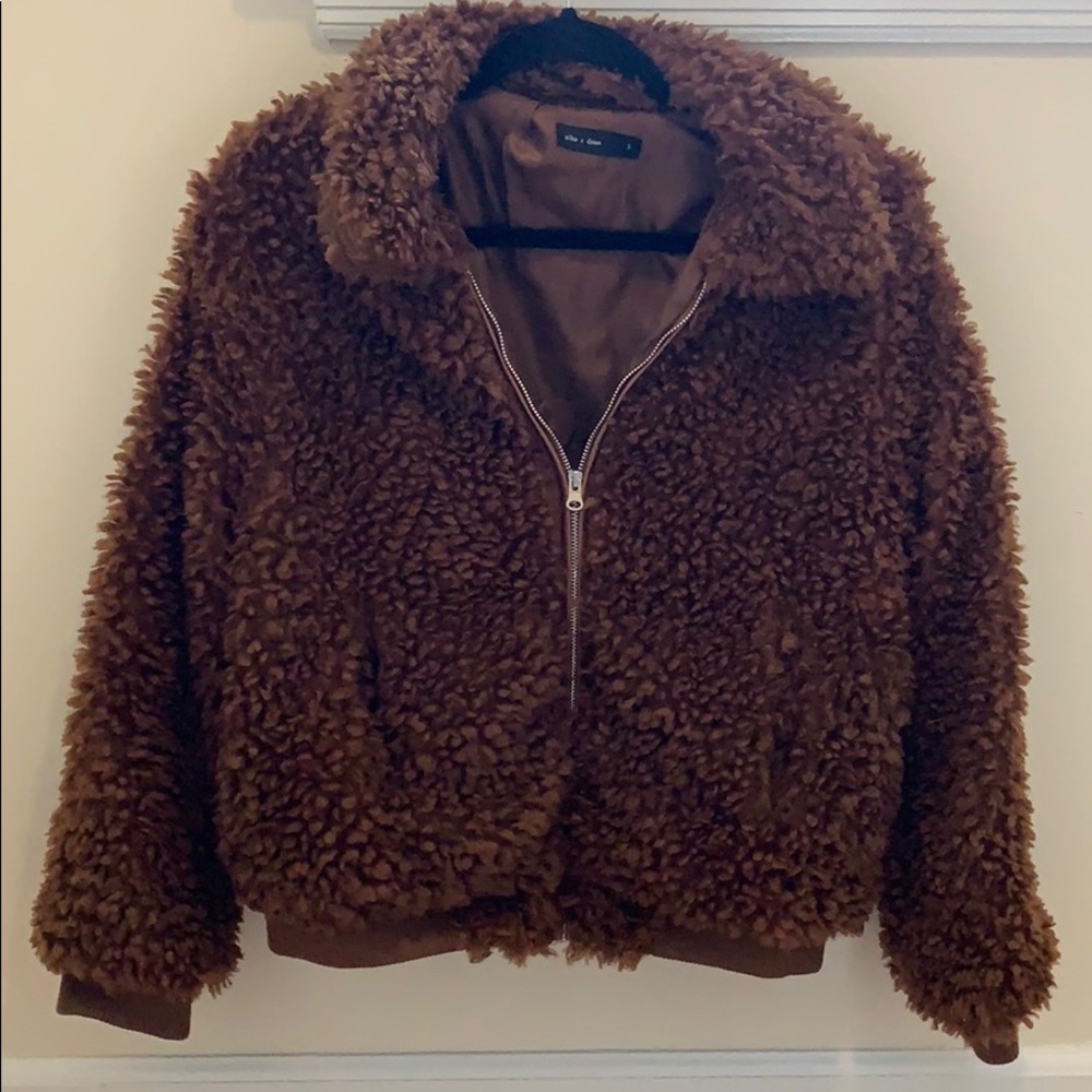 Shearling bomber jacket brown